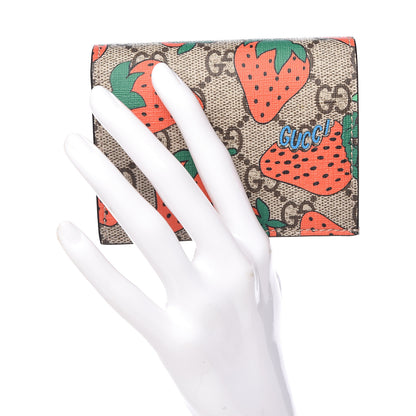 Gucci GG Supreme Monogram Strawberry Card Case 2 of 7