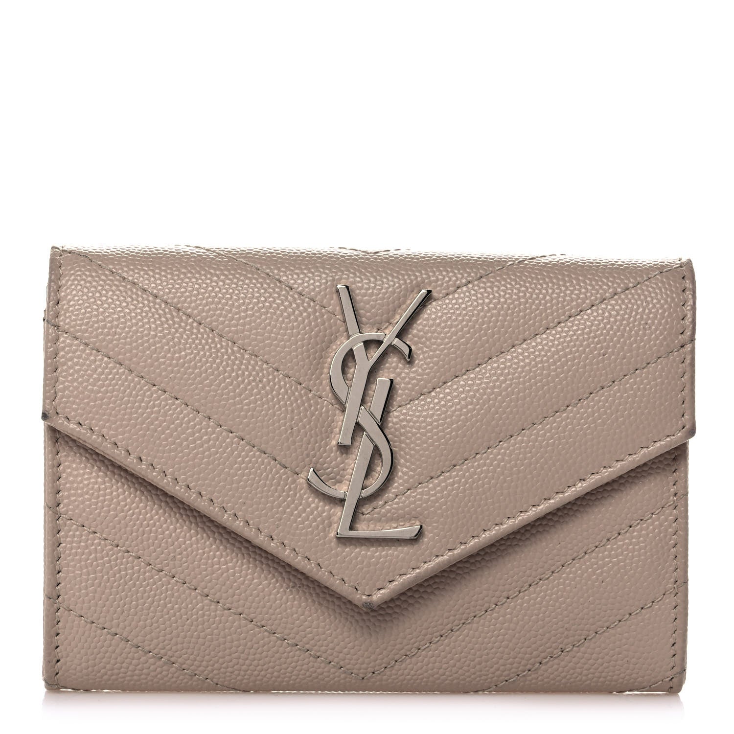 Saint Laurent Grain De Poudre Matelasse Chevron Small Monogram Envelope Wallet Blush 1 of 8