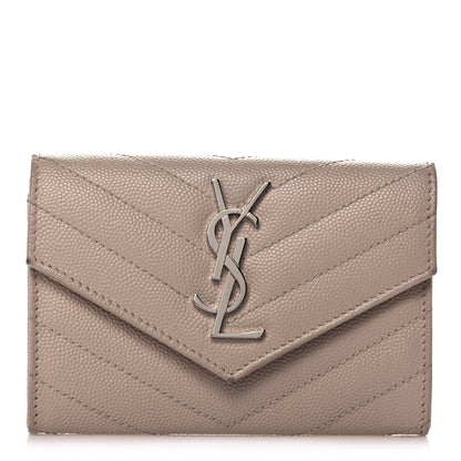 Saint Laurent Grain De Poudre Matelasse Chevron Small Monogram Envelope Wallet Blush 1 of 8