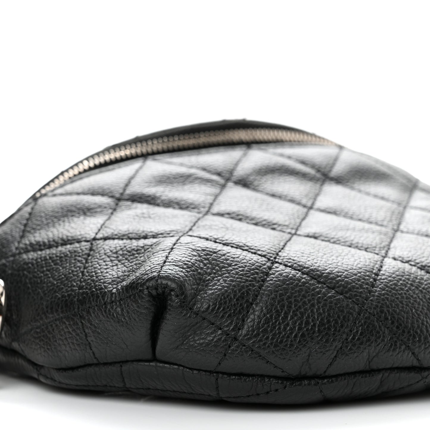 Grained Calfskin Quilted Waist Belt Bag Black