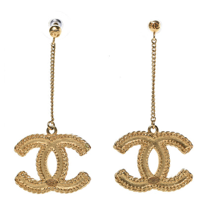 Chanel CC Drop Earrings Matte Gold 2 of 5