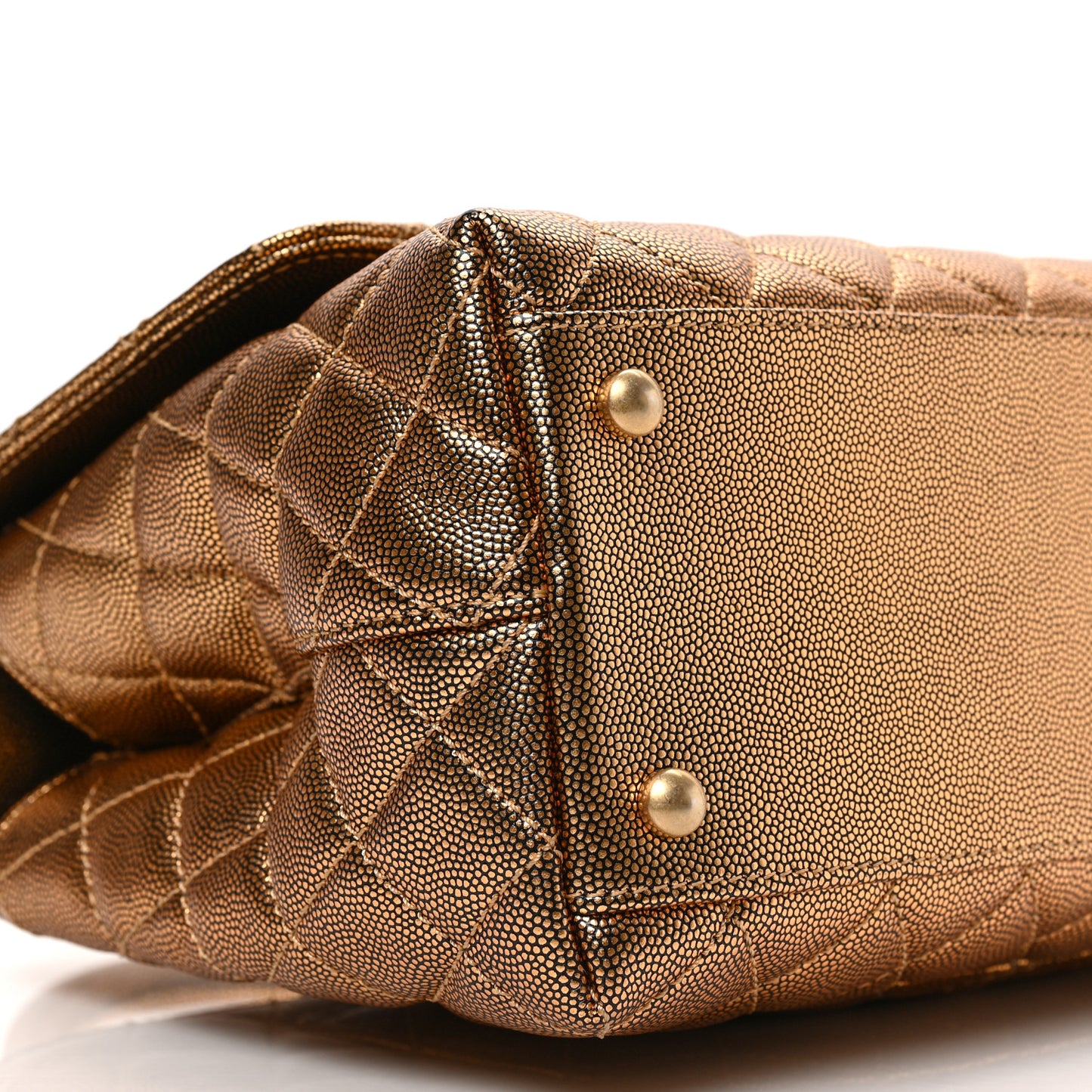 Metallic Caviar Quilted Small Coco Handle Flap Bronze