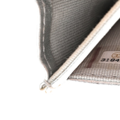 Chanel Metallic Goatskin Quilted Chanel 19 Flap Card Holder Silver 8 of 9
