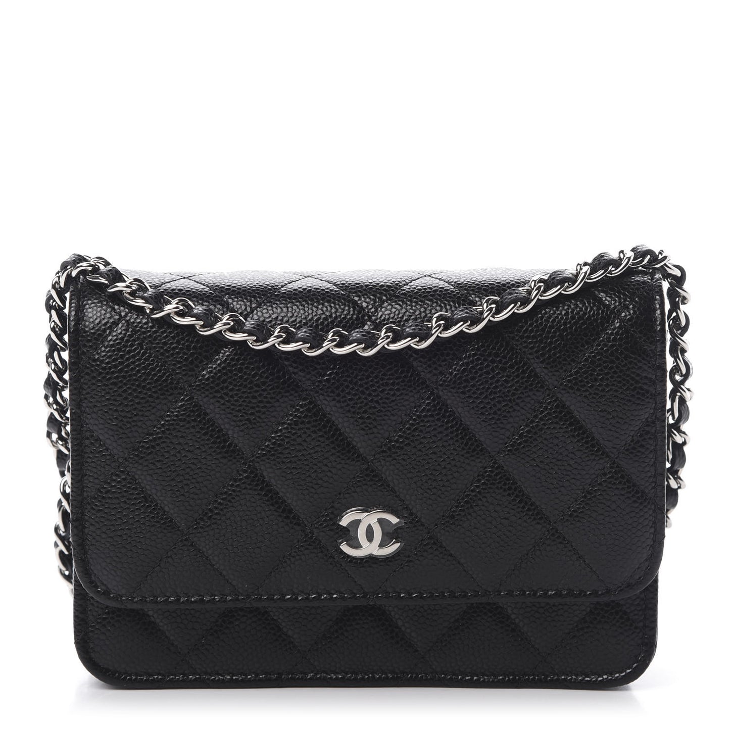 Caviar Quilted Mini Wallet On Chain WOC Black