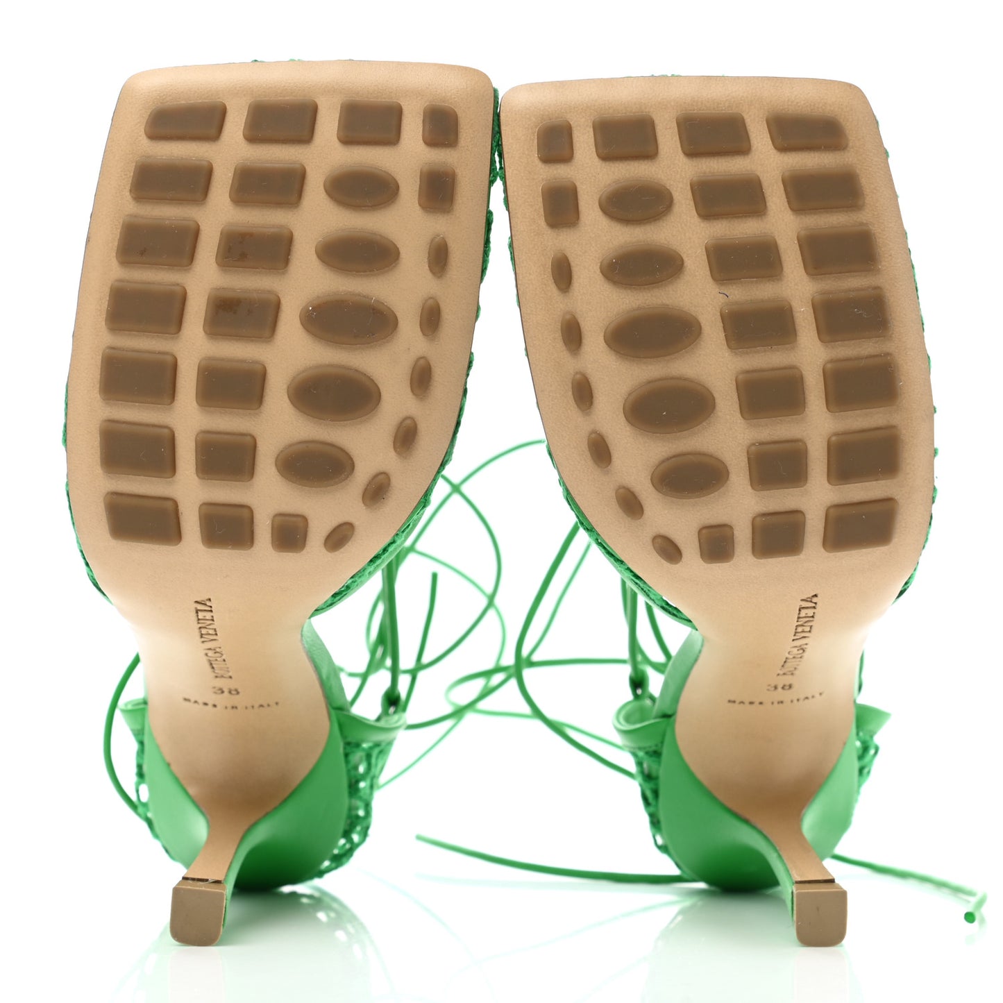 Mesh Nappa Stretch Ankle Tie 90mm Sandals 38 Grass