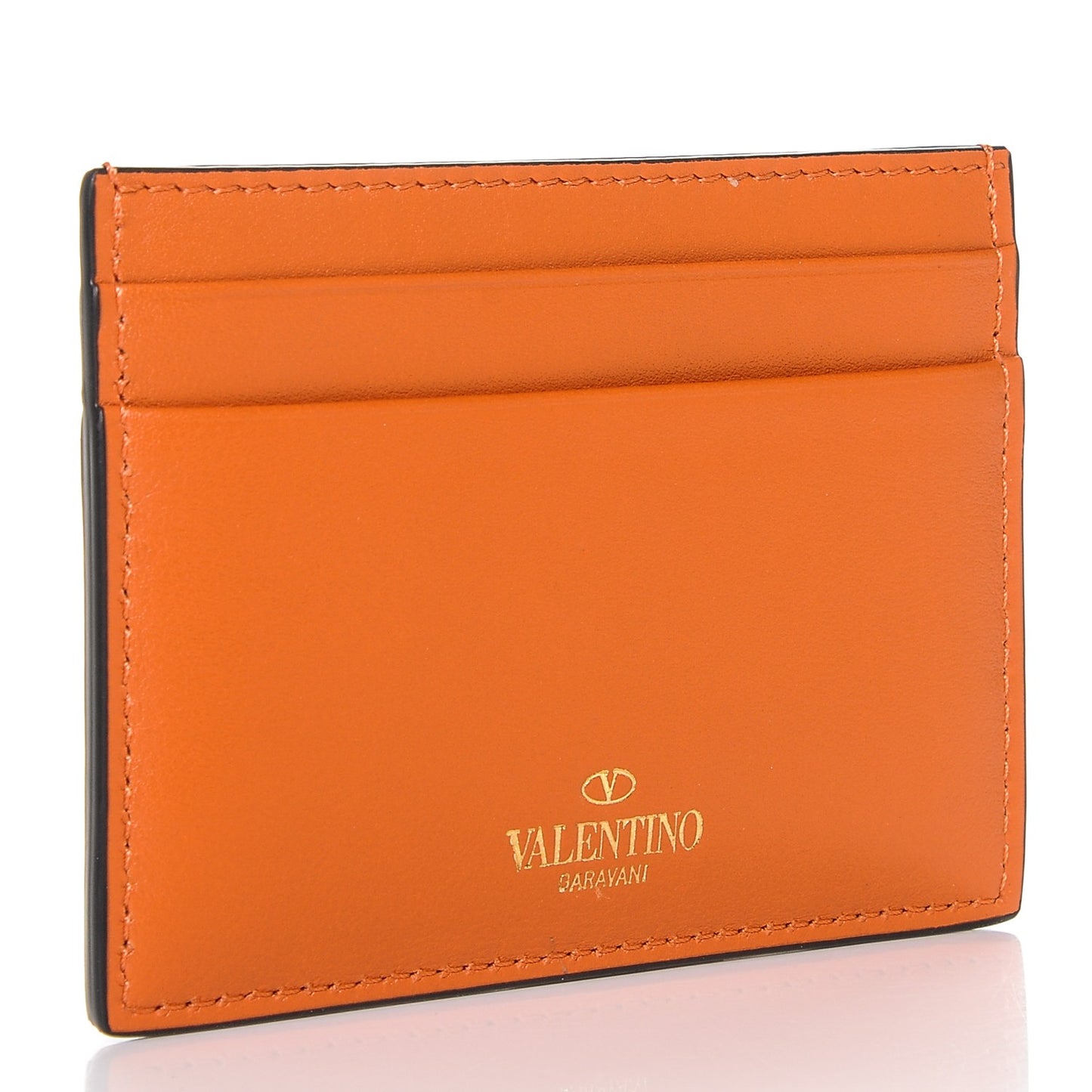 Vitello Rockstud Card Holder Orange