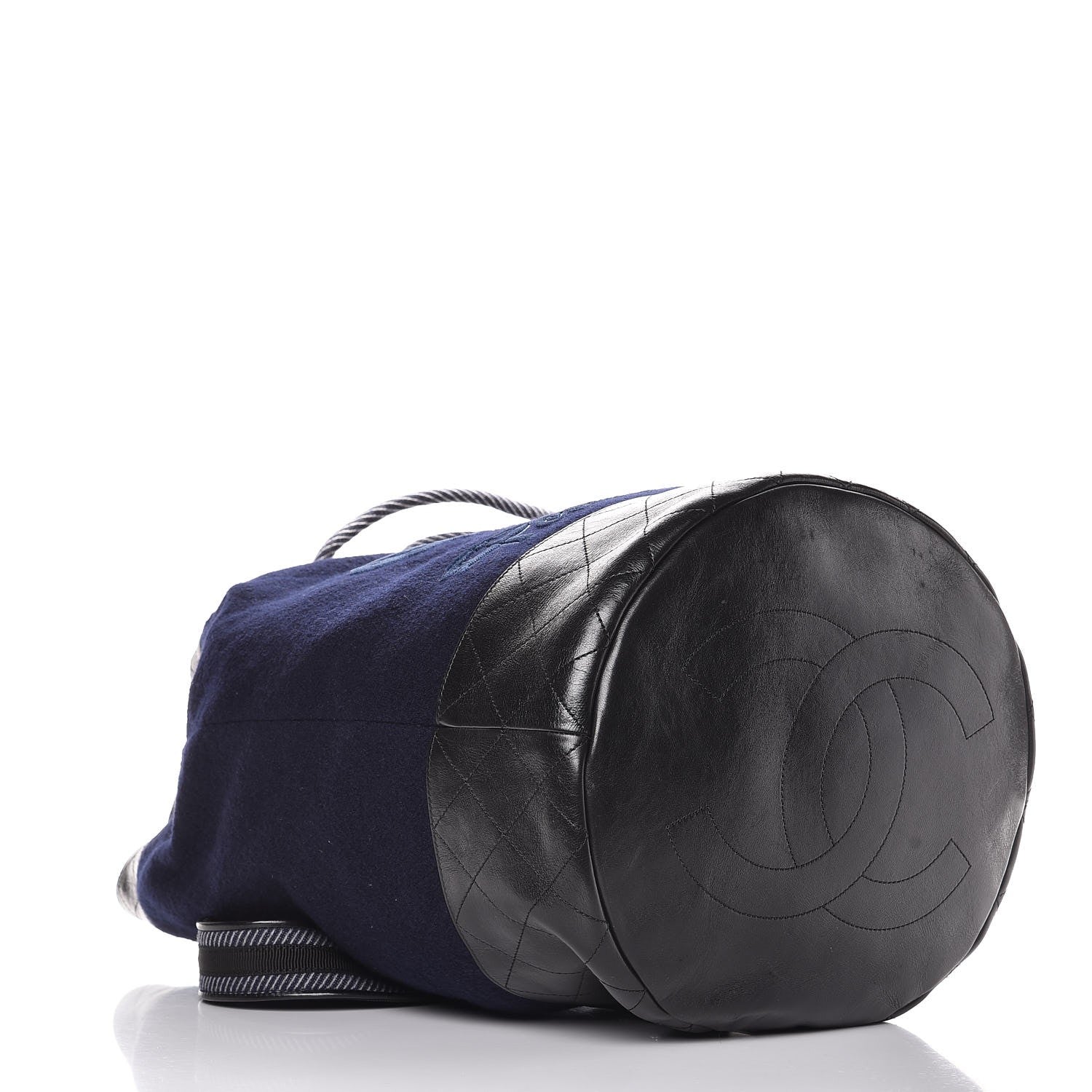 Chanel Wool Calfskin Embroidered Paris Hamburg Drawstring Backpack Navy Blue 4 of 9