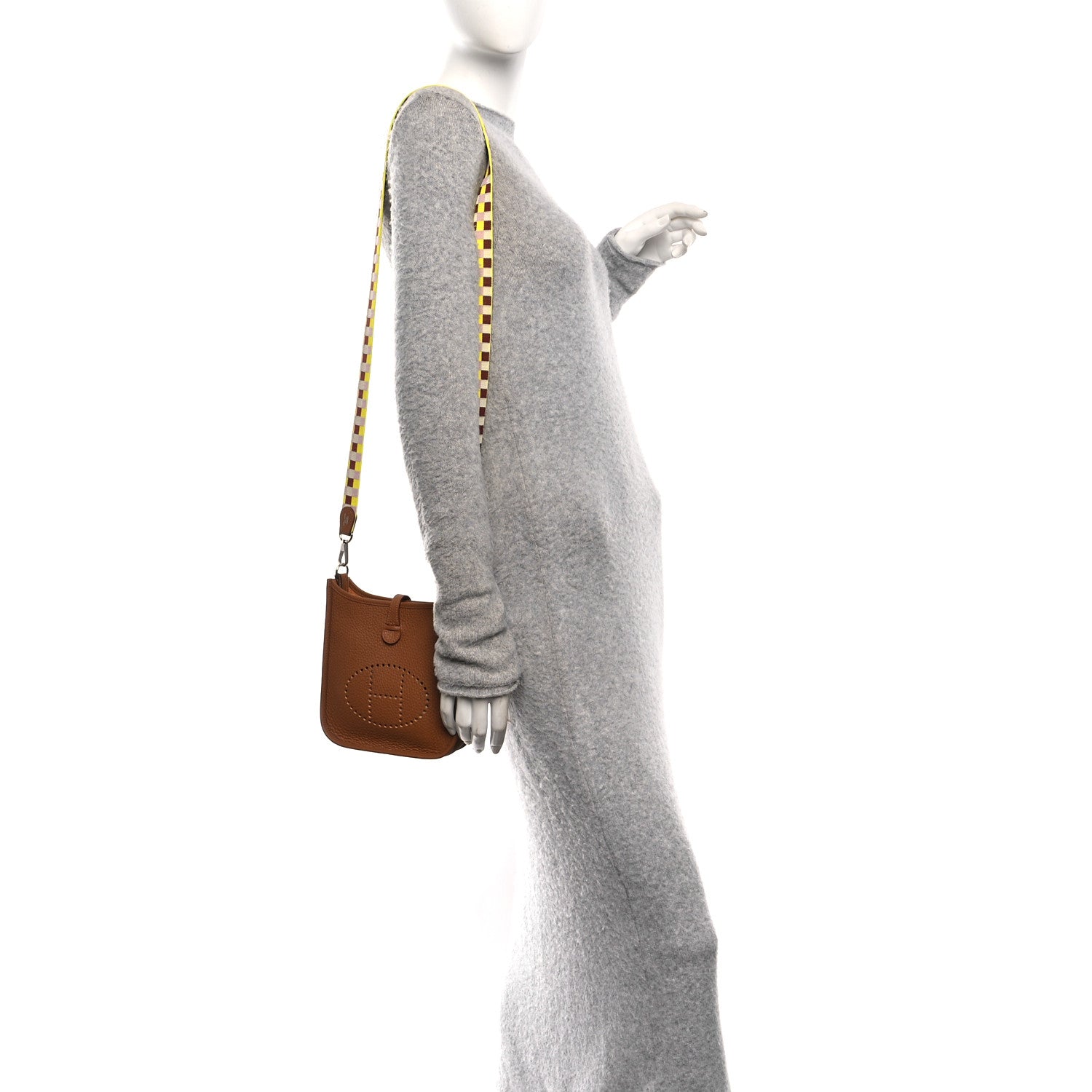Hermes Taurillon Clemence Maxi Quadrille Evelyne TPM Gold Citron Rouge H Mauve Sylvestre 2 of 10