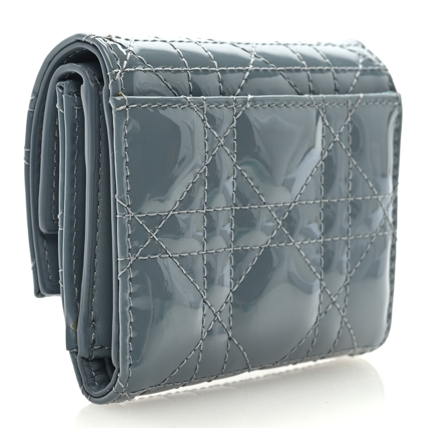 Christian Dior Patent Cannage Lady Dior Lotus Wallet Light Blue 4 of 7