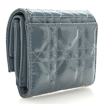 Christian Dior Patent Cannage Lady Dior Lotus Wallet Light Blue 4 of 7