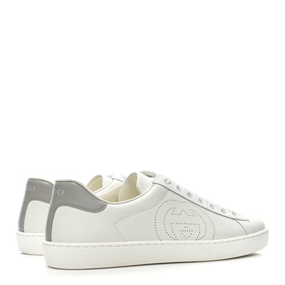 Gucci Calfskin Interlocking G Perforated Mens Ace Sneakers 8 White Grey Sky 5 of 10