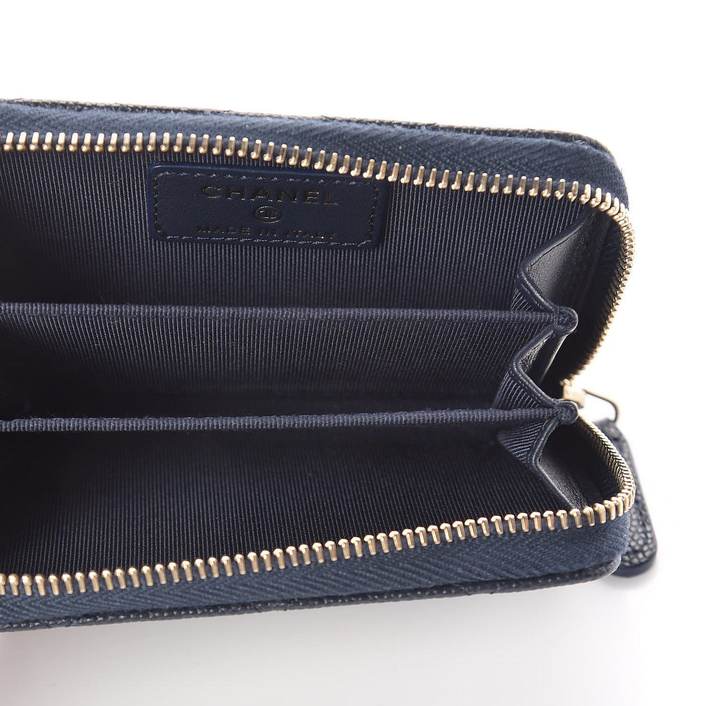 Caviar Quilted Zip Coin Purse Navy