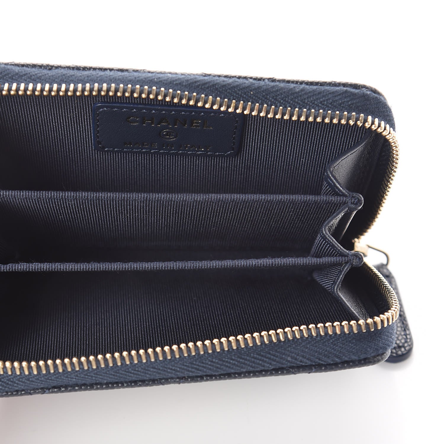 Chanel Caviar Quilted Zip Coin Purse Navy 5 of 8