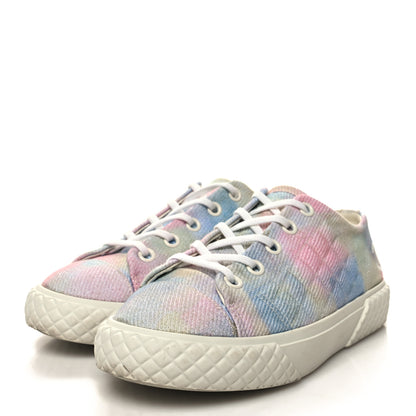 Chanel Printed Fabric Quilted Sneakers 38 Green Pink Blue 3 of 9