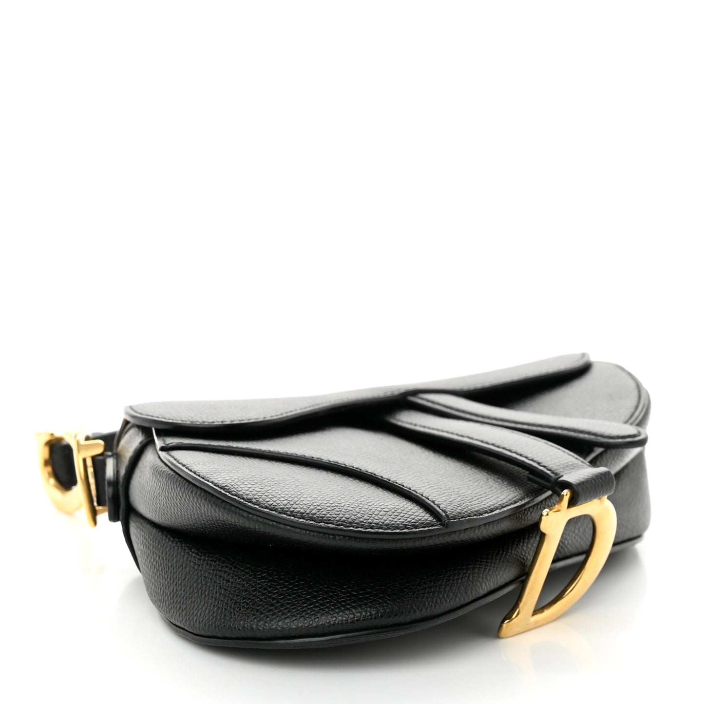 Grained Calfskin Mini Saddle Bag Black
