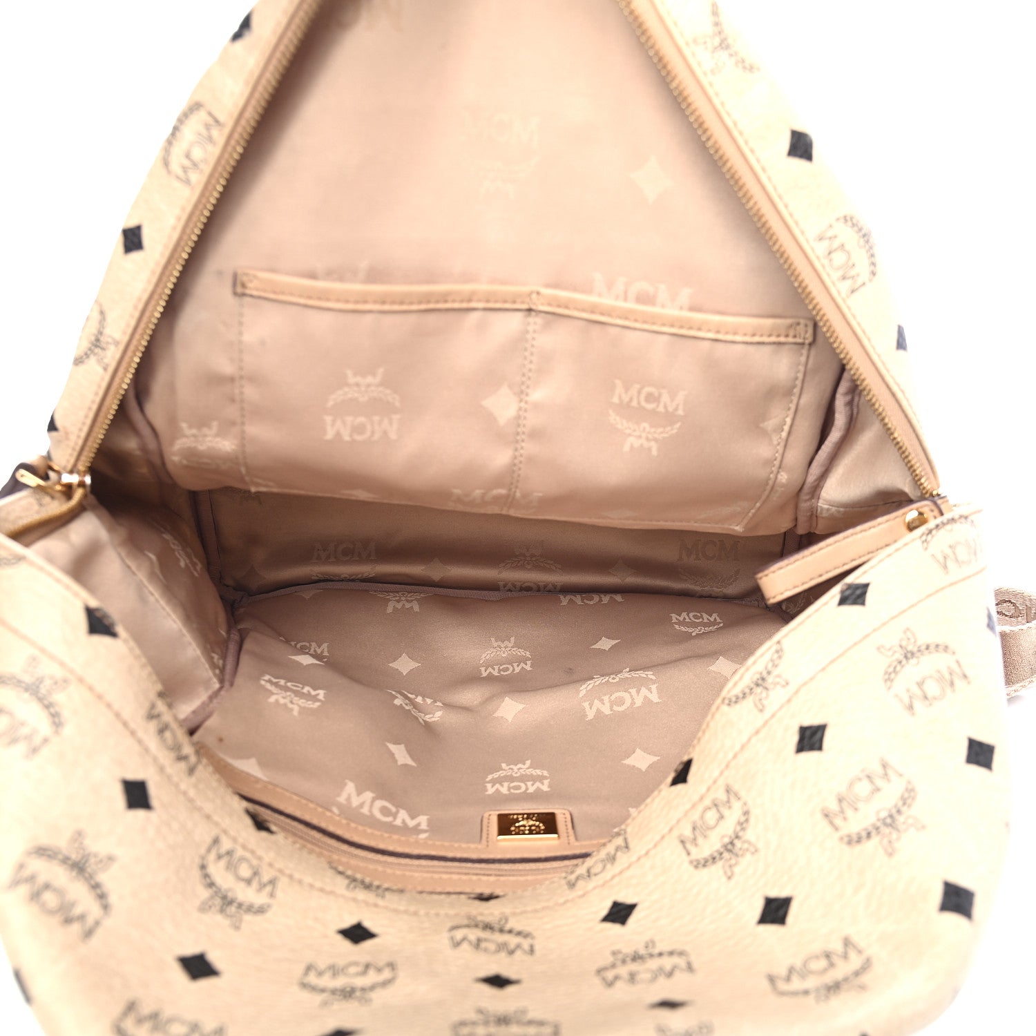 MCM Visetos Medium Studded Stark Backpack Beige 5 of 10
