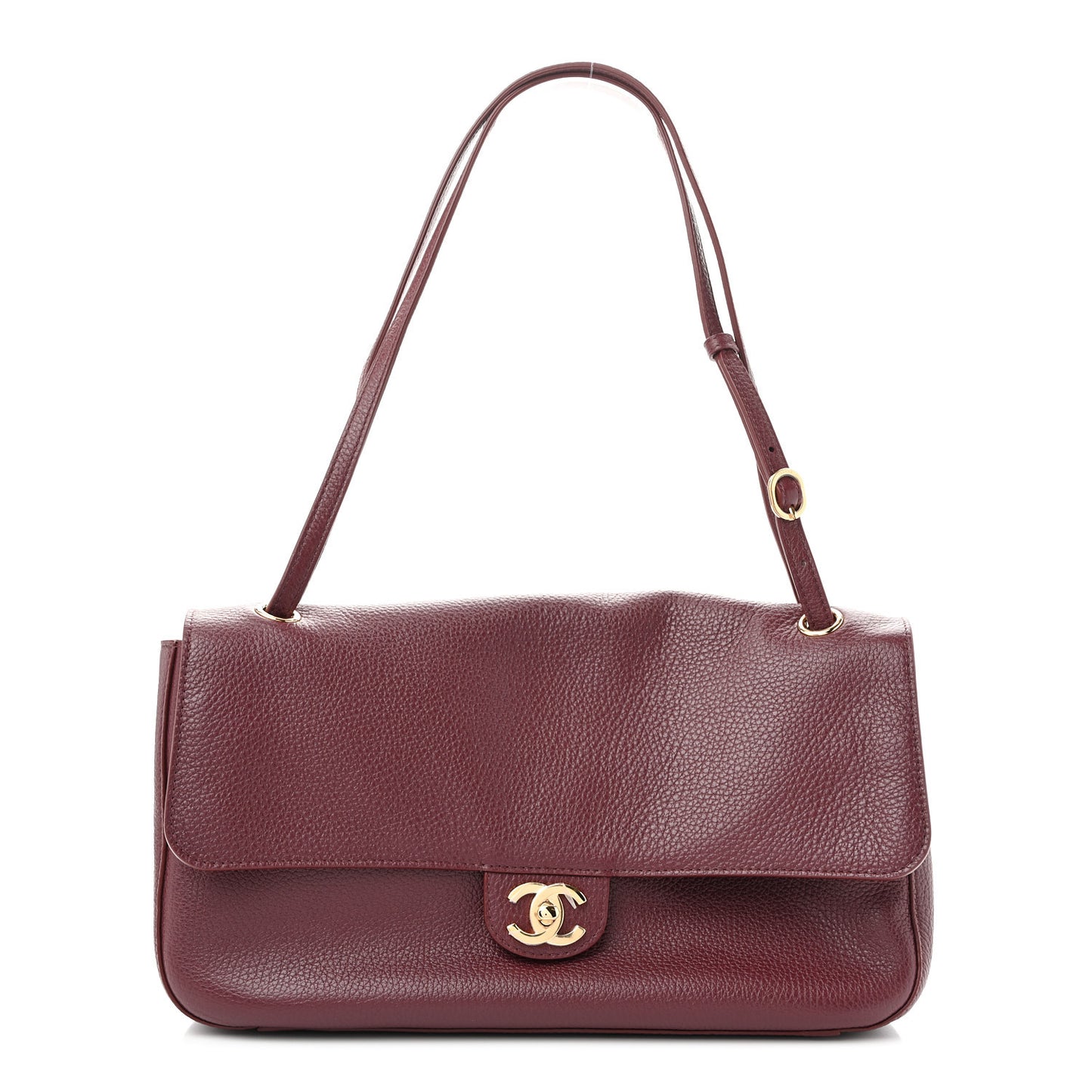 Grained Calfskin Small Souplissimo Maxi Flap Burgundy