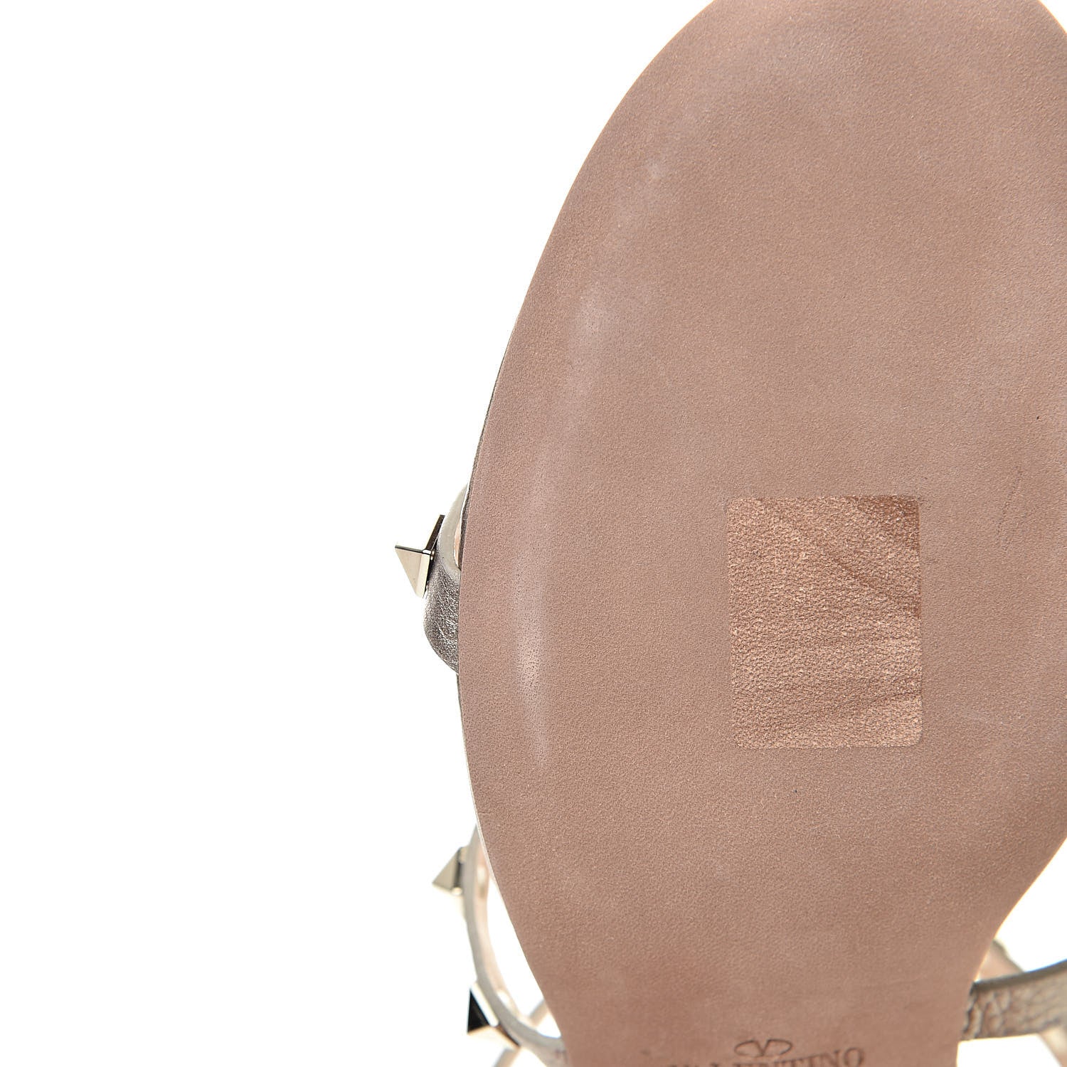 Valentino Garavani Metallic Pebbled Calfskin Rockstud 60mm City Sandals 39.5 Skin 9 of 10