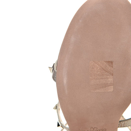 Valentino Garavani Metallic Pebbled Calfskin Rockstud 60mm City Sandals 39.5 Skin 9 of 10