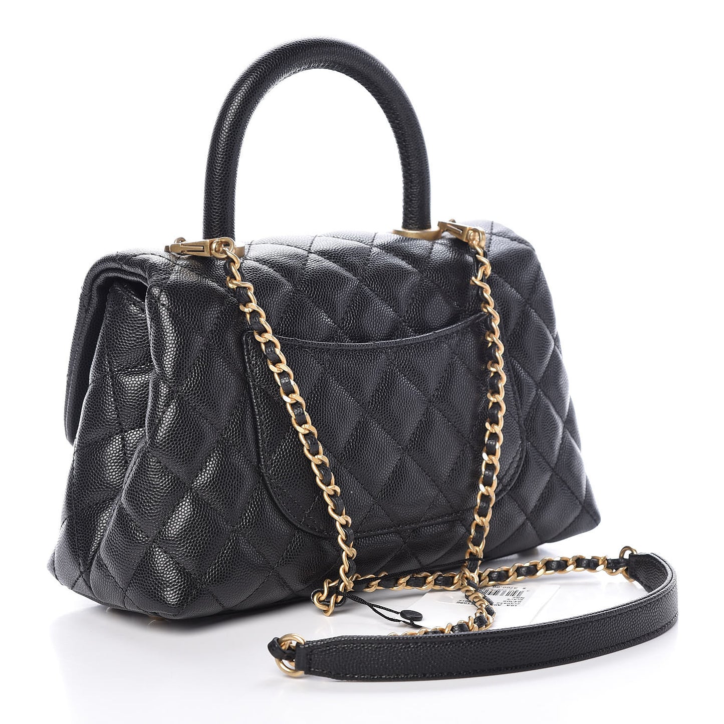 Caviar Quilted Mini Coco Handle Flap Black