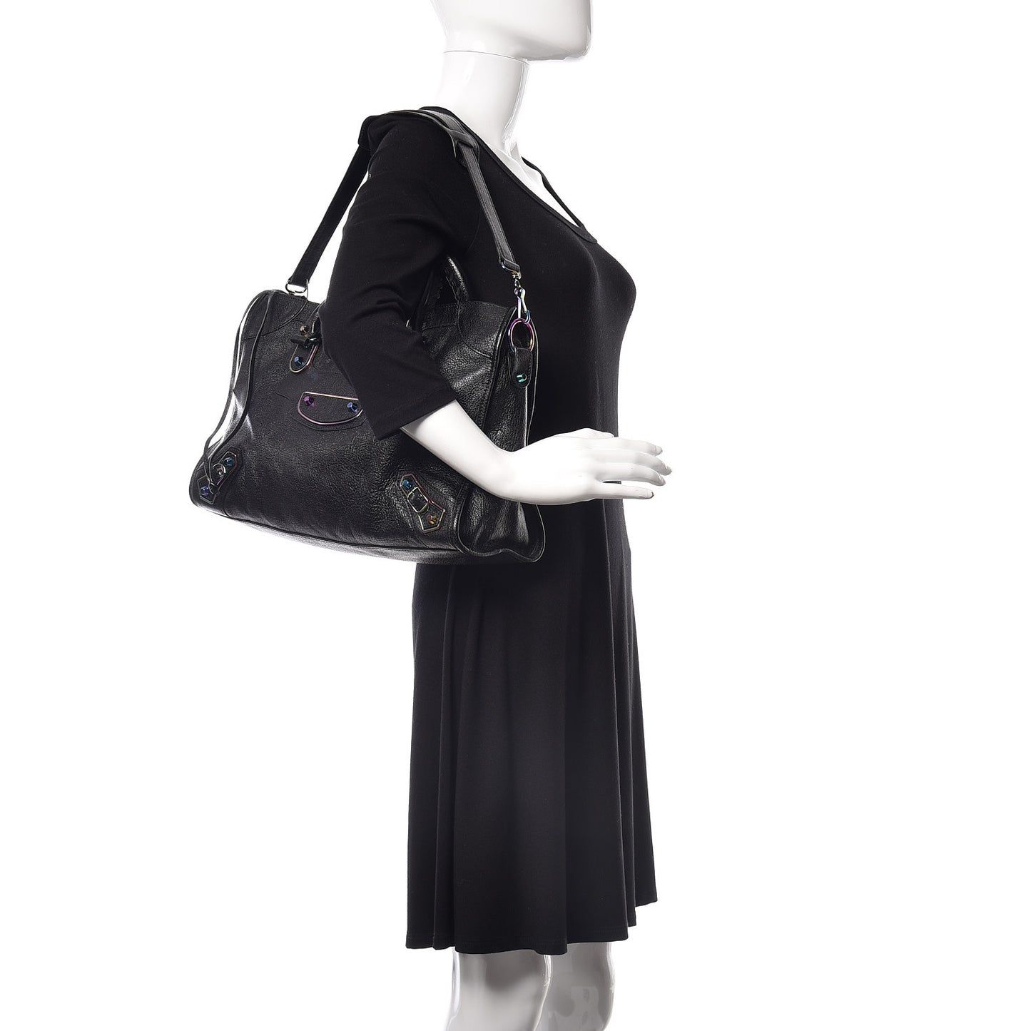 Chevre Iridescent Metallic Edge Hardware City Black