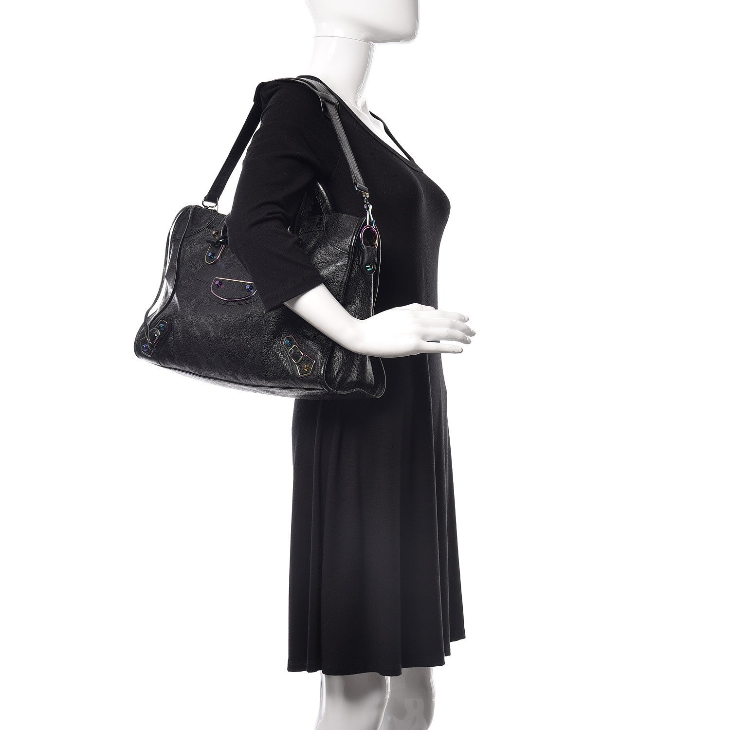 Balenciaga Chevre Iridescent Metallic Edge Hardware City Black 2 of 8