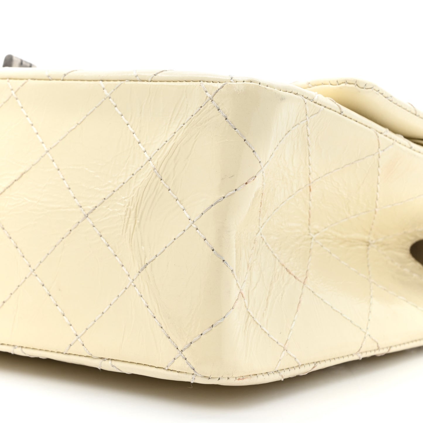 Distressed Patent Quilted 2.55 Reissue 226 Flap Ivory