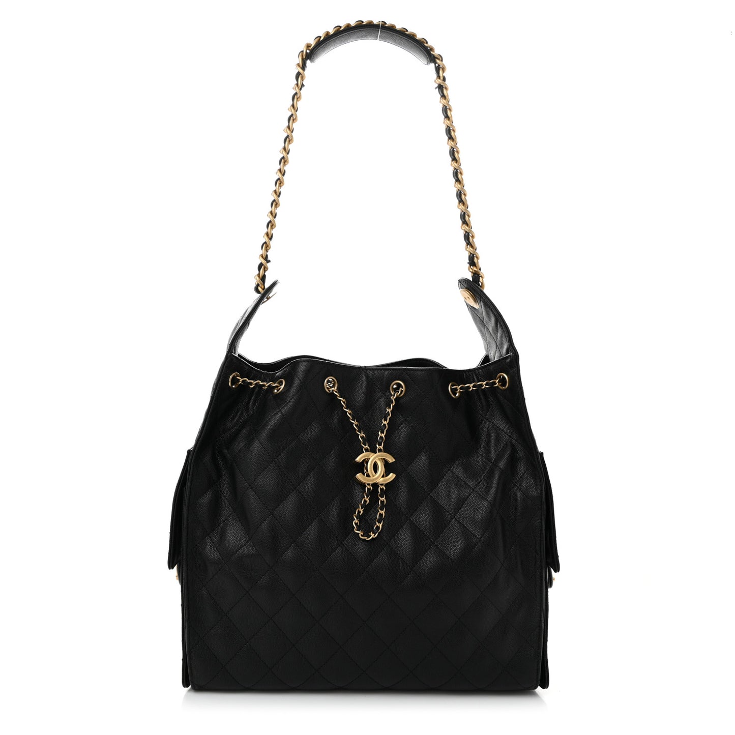 Caviar Quilted Medium Chanel 25 Handbag Black