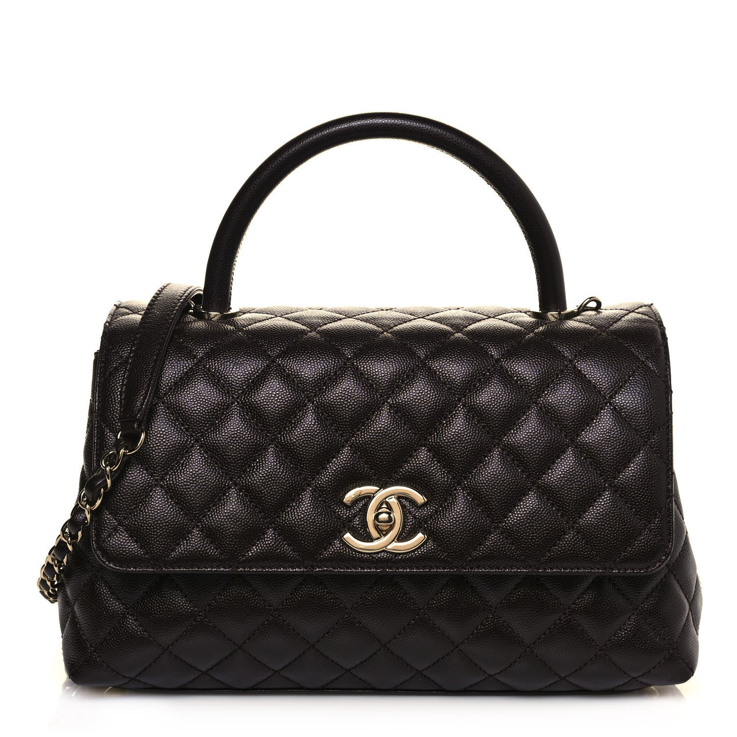 Chanel Caviar Quilted Small Coco Handle Flap Dark Brown 1 of 13