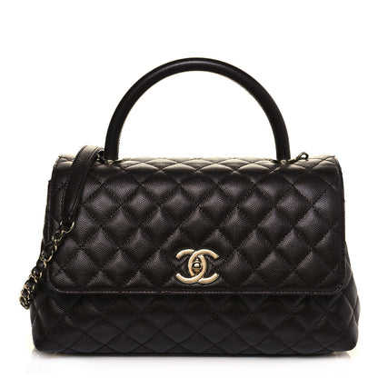 Chanel Caviar Quilted Small Coco Handle Flap Dark Brown 1 of 13