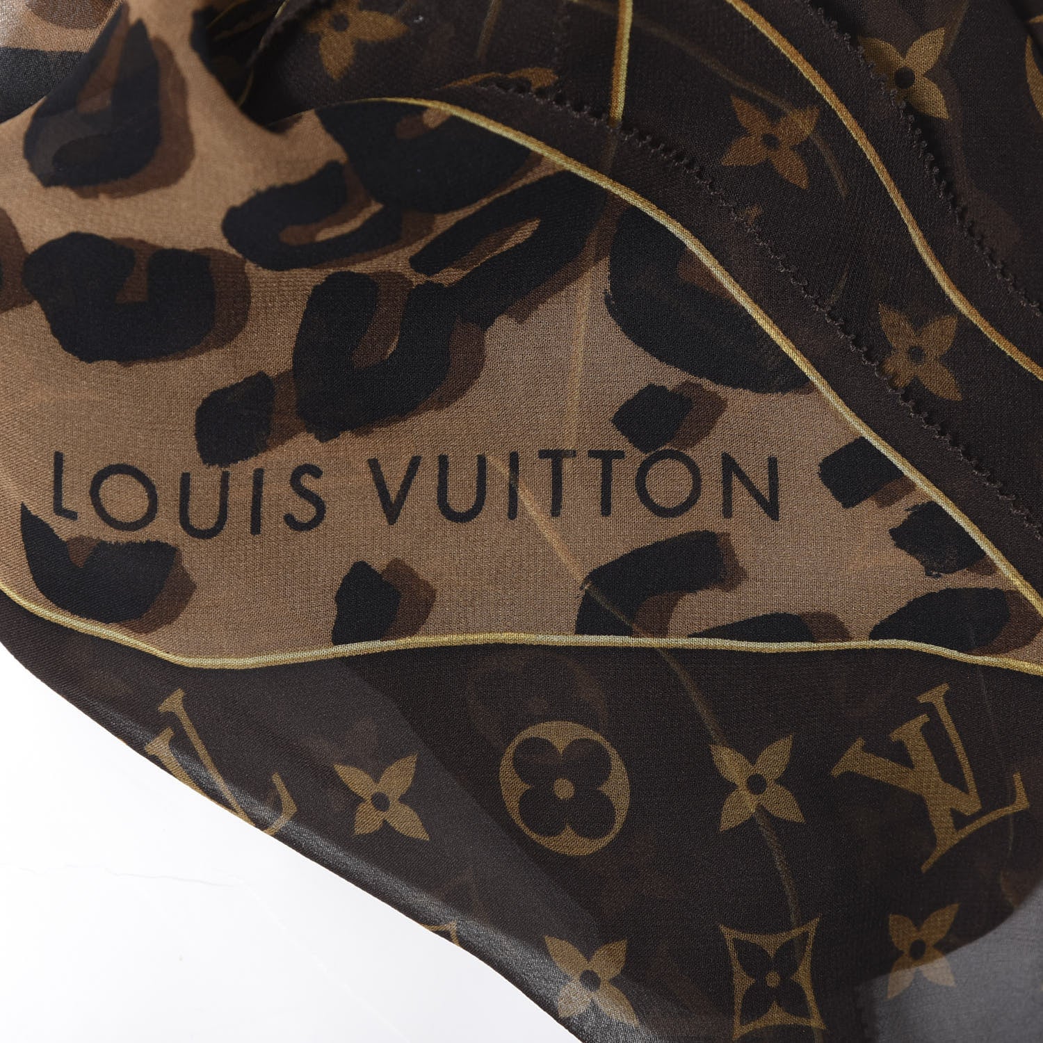 Louis Vuitton Silk Crepe Leopard Monogram Scarf 4 of 4