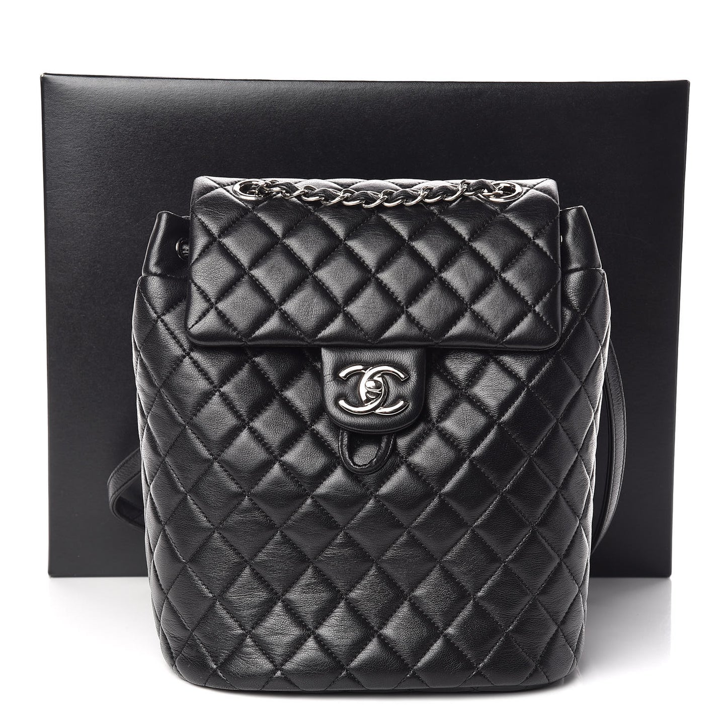Lambskin Quilted Small Urban Spirit Backpack Black