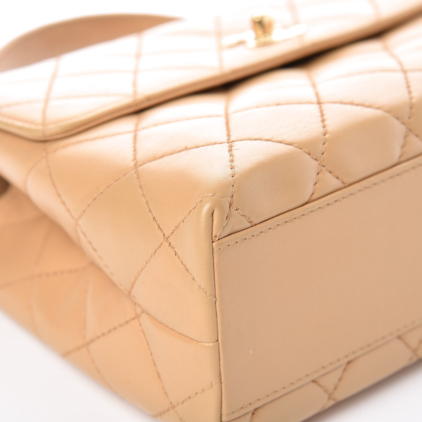 Lambskin Quilted Medium Kelly Flap Bag Beige