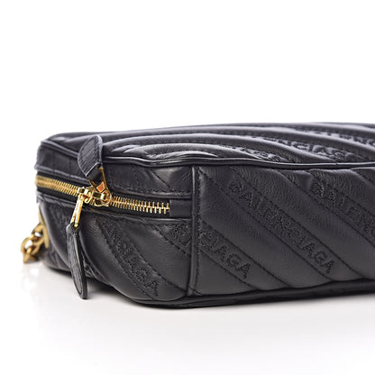 Balenciaga Calfskin Logo Matelasse Chain Strap Blanket Reporter XS Black 5 of 10