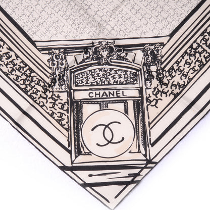Chanel Silk Scarf CC Logo Cream Black 1 of 5