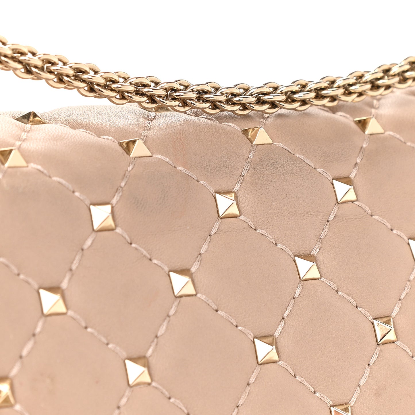 Lambskin Medium Rockstud Spike Shoulder Bag Poudre
