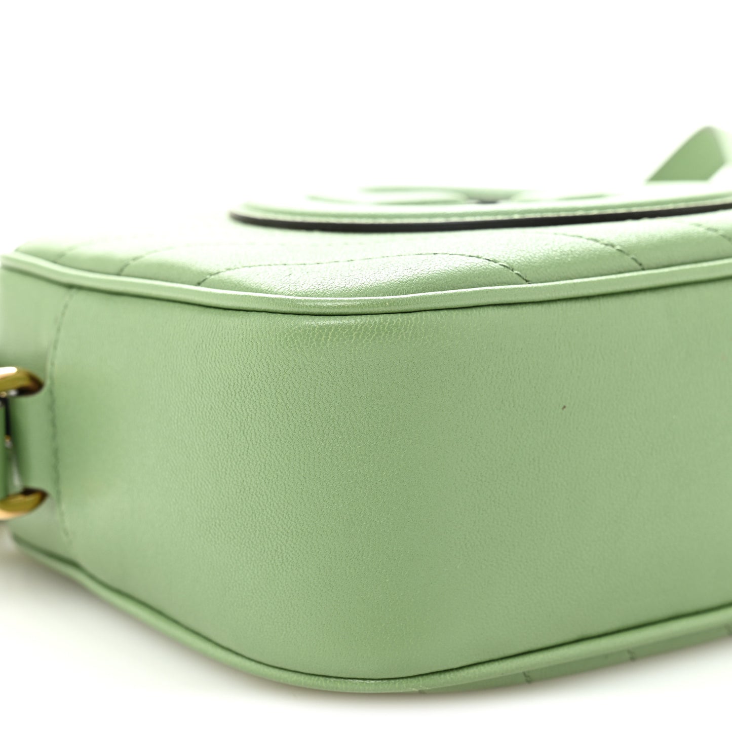 Sakai Be Green Calfskin Diagonal Stitched Small Blondie Shoulder Bag Green Soil Grass Green Soil Grass
