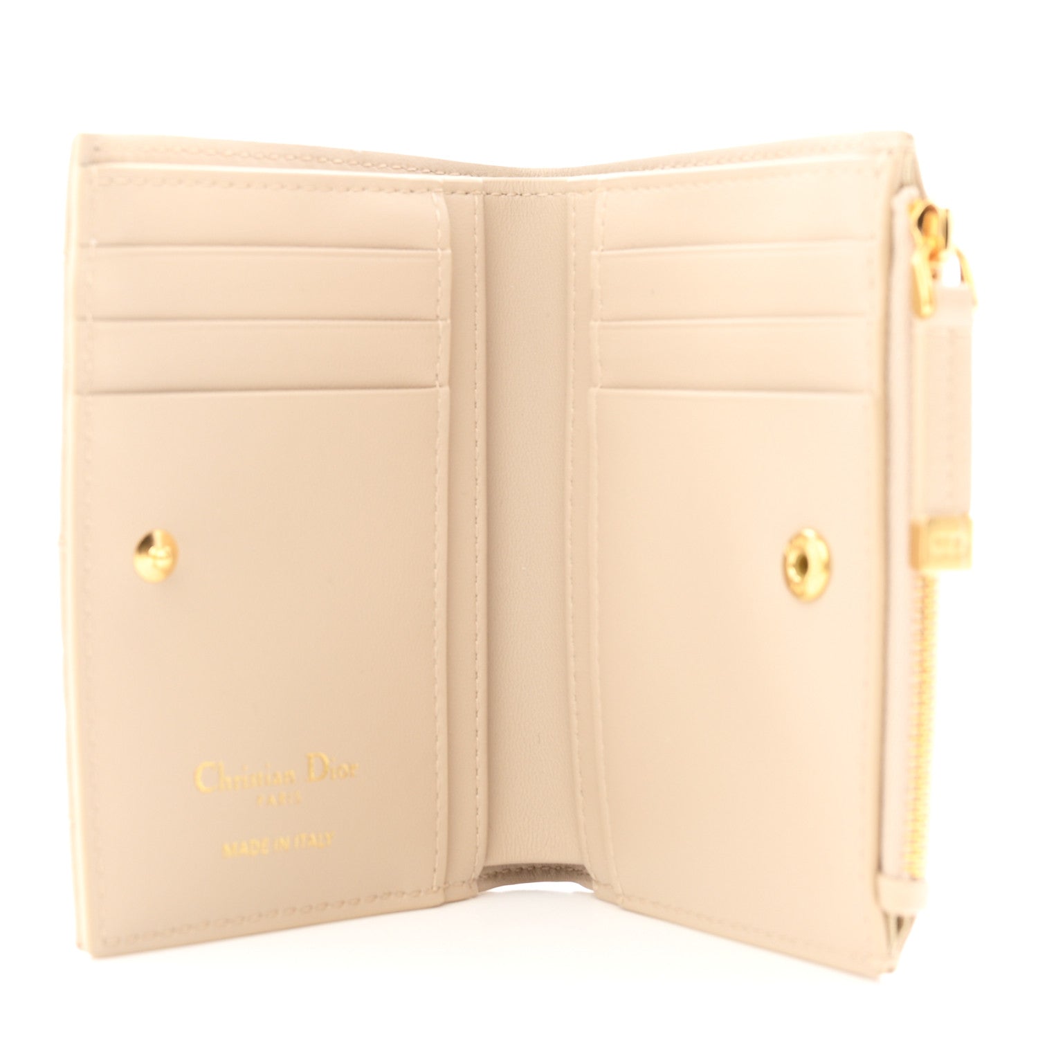 Christian Dior Grained Calfskin Supple Cannage Caro Dahlia Wallet Beige Beige 5 of 8