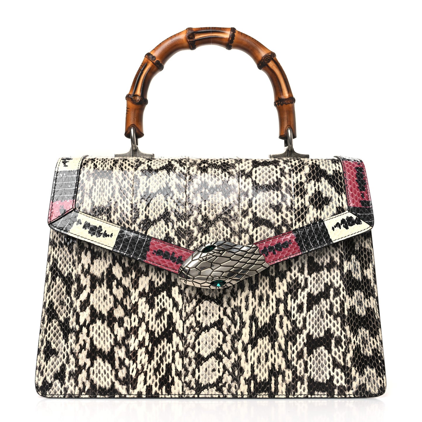 Snakeskin Small Lilith Top Handle Bag Beige