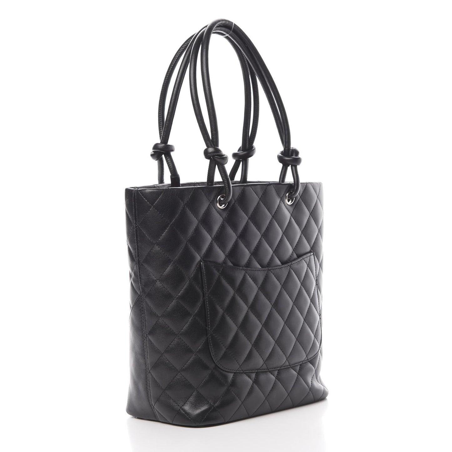 Calfskin Quilted Medium Cambon Tote Black White