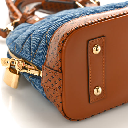 Louis Vuitton Denim Calfskin Reverse Monogram Malletage Alma BB Blue 7 of 8