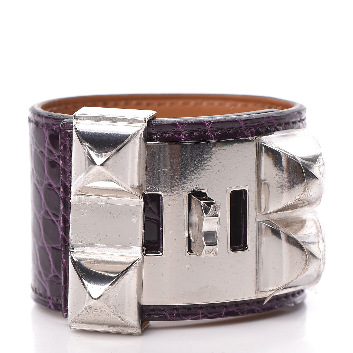 Hermes Shiny Alligator Collier De Chien CDC Bracelet T1 Amethyst 3 of 6