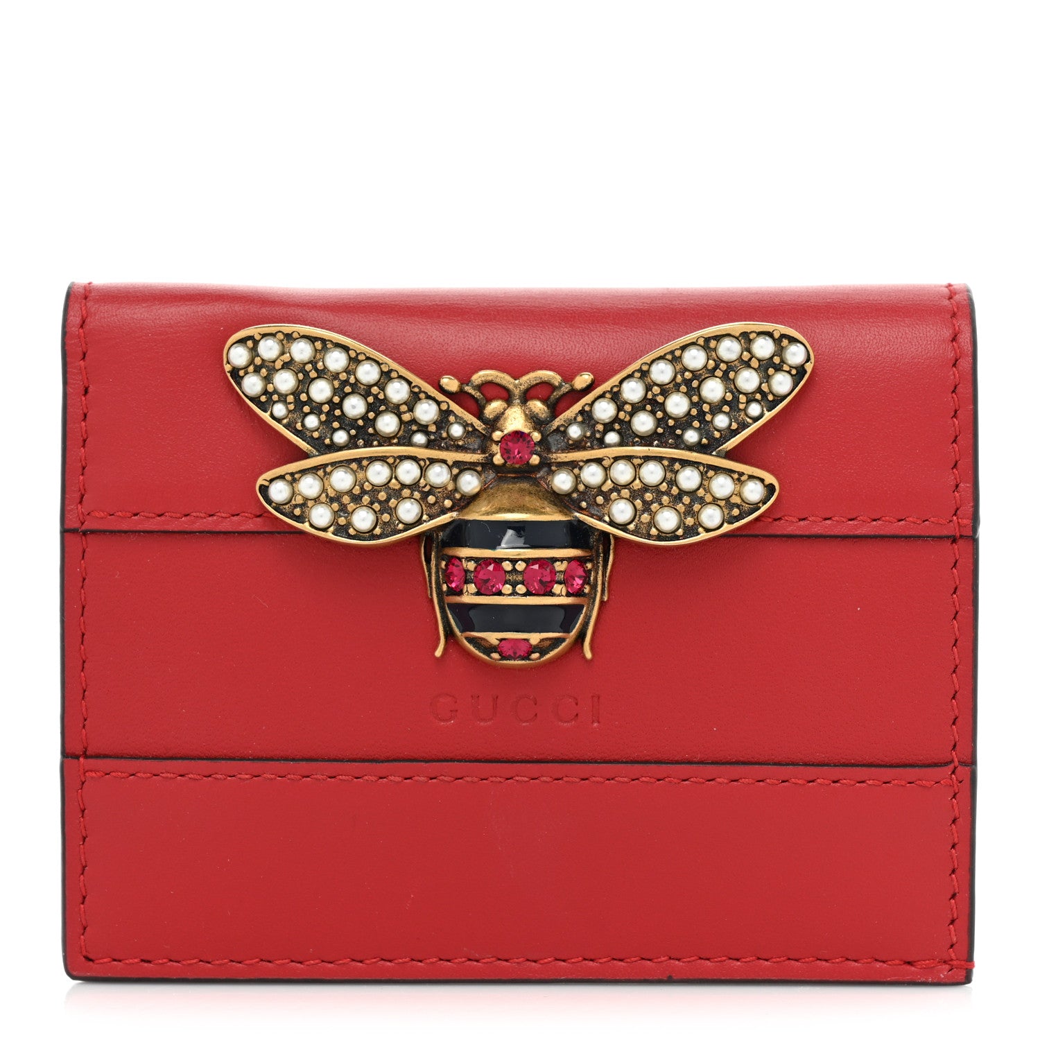 Gucci Calfskin Queen Margaret Card Case Wallet Red 1 of 9