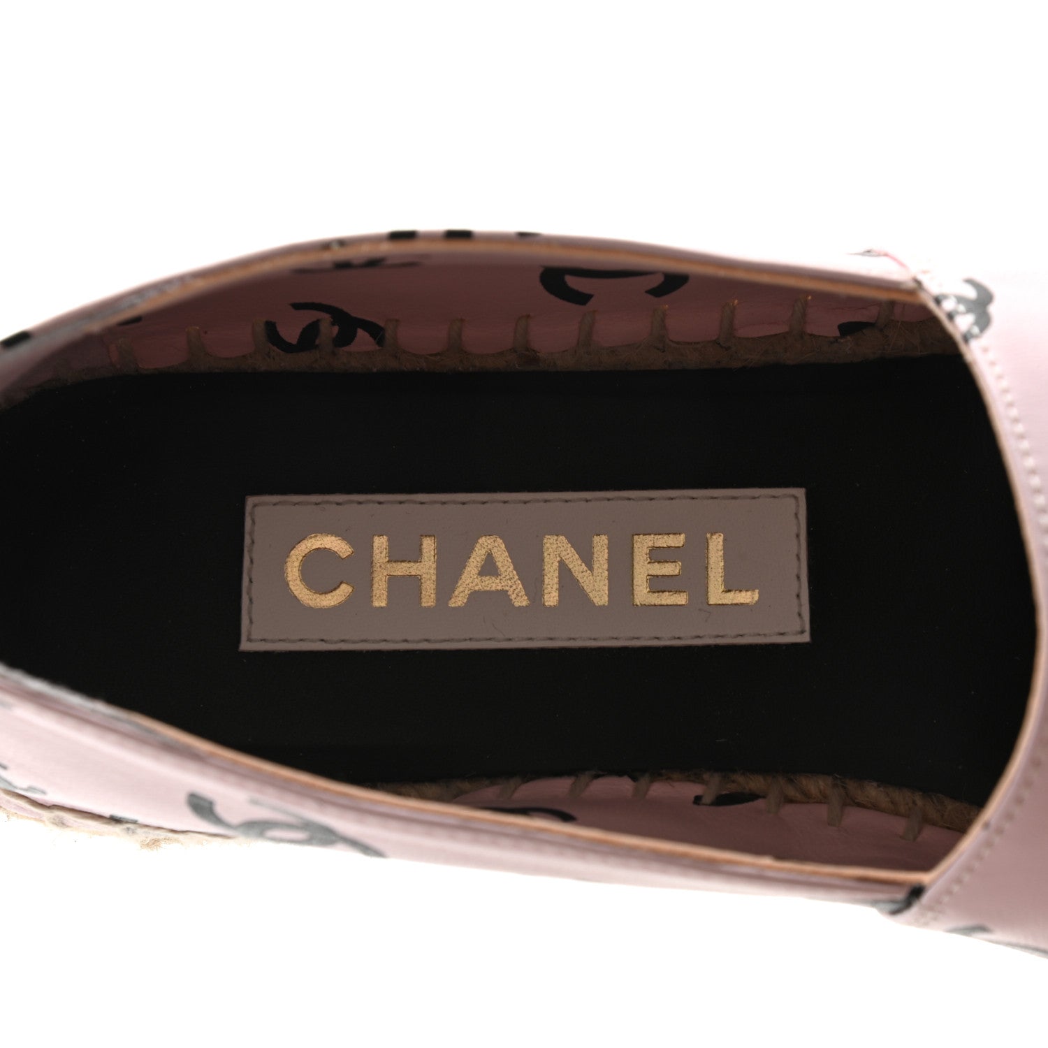 Chanel Lambskin Printed CC Espadrilles 37 Light Pink Black 8 of 11