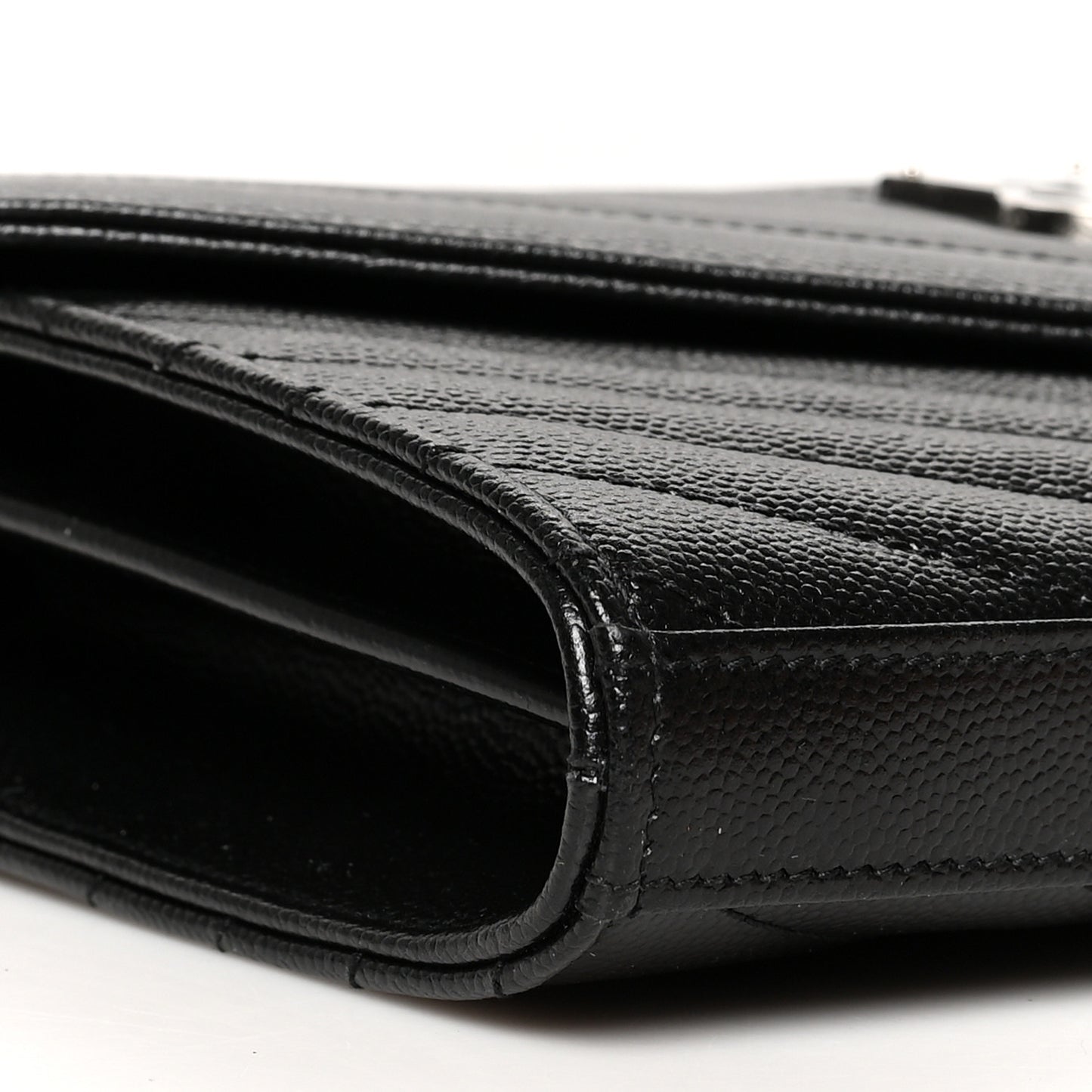 Grain De Poudre Matelasse Chevron Monogram Chain Wallet Black