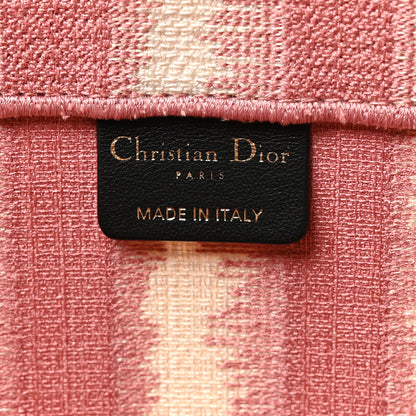 Christian Dior Canvas Embroidered Large Striped Book Tote Pink 6 of 10
