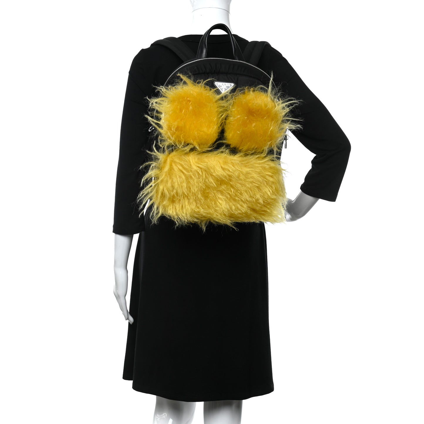 Tessuto Nylon Mohair Pocket Cargo Backpack Giallo Black