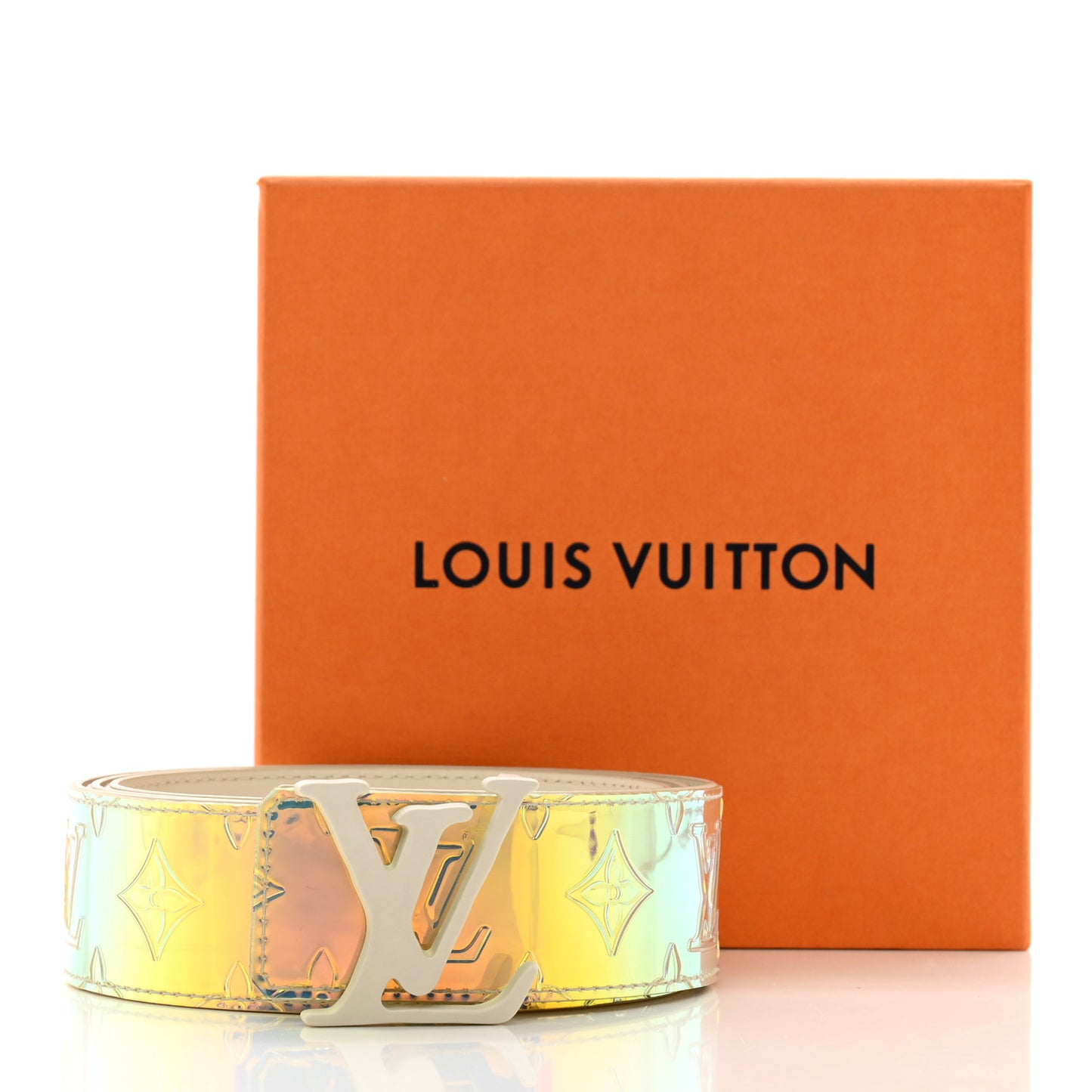PVC Monogram 40mm LV Initiales Reversible Belt 100 40 Iridescent Prism