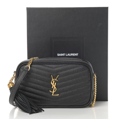 Saint Laurent Grain De Poudre Matelasse Monogram Mini Lou Camera Bag Black 11 of 11
