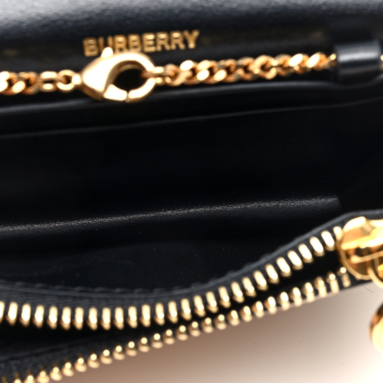 Burberry Grainy Calfskin Vintage Check Jade Card Case On Chain Black 6 of 10